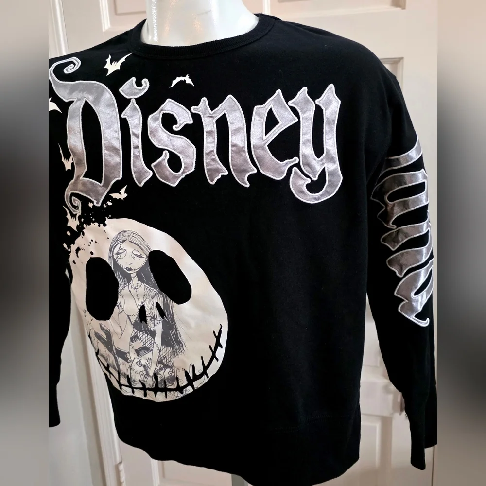 Disneyland The Nightmare Before Christmas Black silver Spellout Shirt Sz Medium - Picture 3 of 10